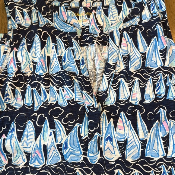 Lilly Pulitzer‎ Low Tide Navy Blue Sails and Stripes Split Neck Tank Top NWT S - Picture 10 of 10